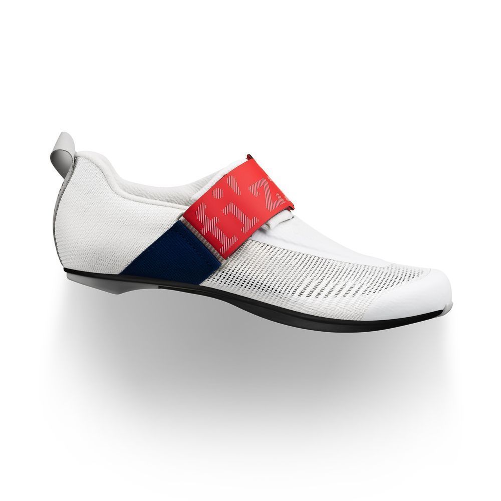 Велотуфли Fizik TRANSIRO HYDRA AEROWEAVE CARBON триатлон  (37, Белый/красный/синий)
