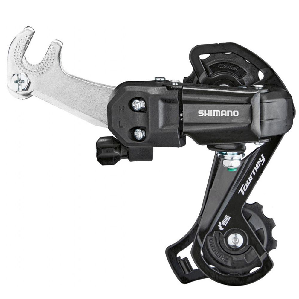 Переключатель задний Shimano Tourney, TY200, GS, 6/7ск. крепление на ось, цв. черн., б/уп.