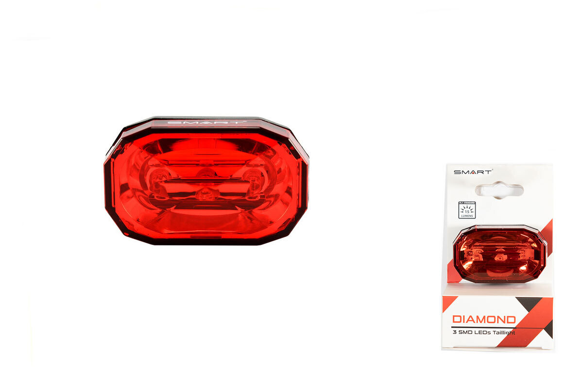 Фонарь SMART DIAMOND, задний, 3 SMD диода 15 lm, 3 режима, крепеж на подседельный штырь