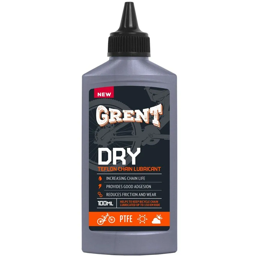 Синтетическая смазка цепи для сухой погоды с тефлоном GRENT PTFE Dry Lube 120 мл