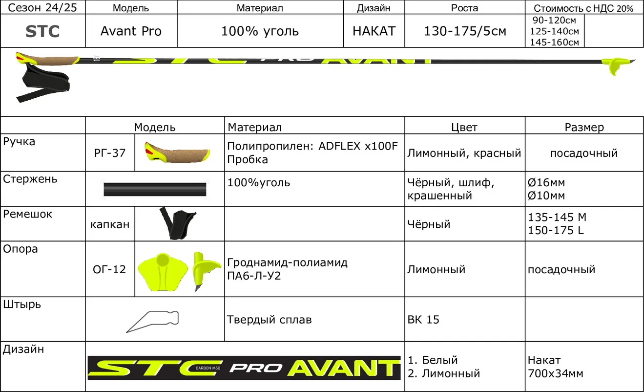 Палки лыжные STC PRO AVANT