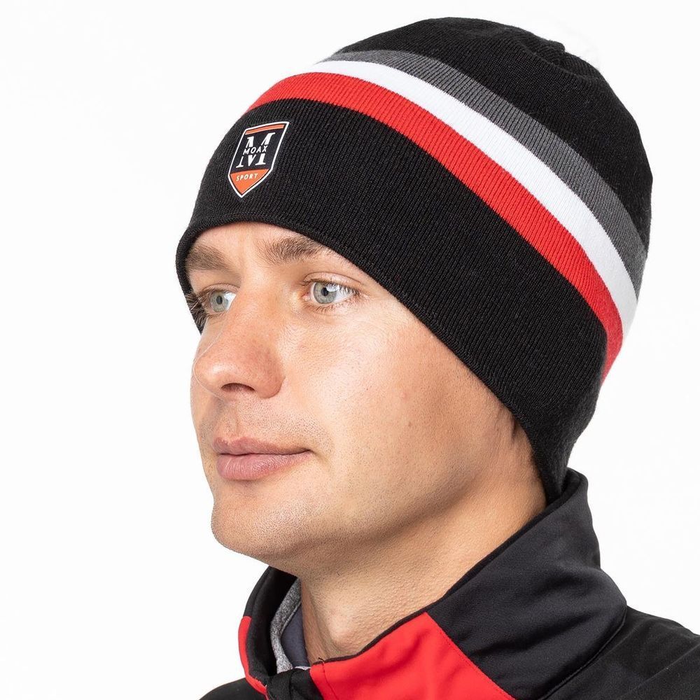 Шапка MOAX Tradition Sport stripe (56, 10010 Черный/красный)