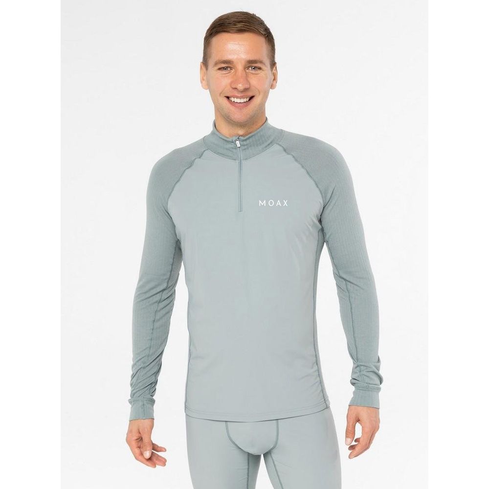 Термобелье верх Moax Race Wind LS с воротником мужское  (3XL, 11400 Серо/зеленый)