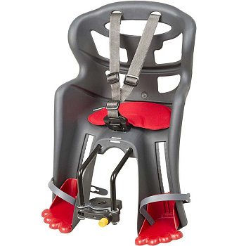 Велокресло детское, установка впереди, до 15 кг, до 4 лет, сер./красн.