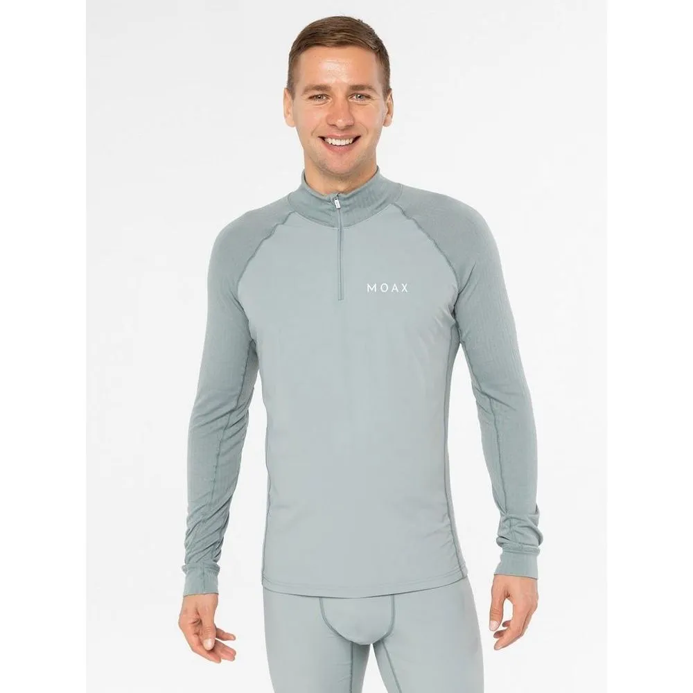 Термобелье верх Moax Race Wind LS с воротником мужское  (L, 11400 Серо/зеленый)