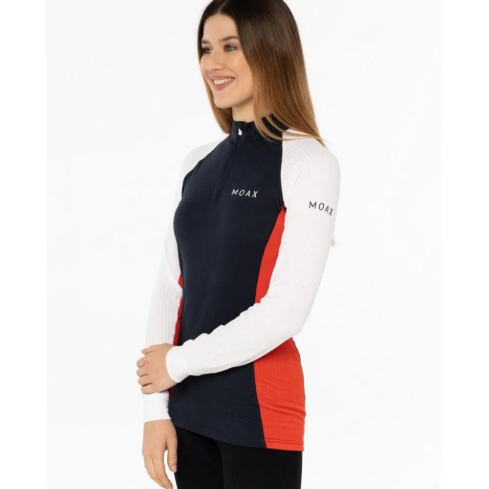 Термобелье верх Moax Race LS с воротником женское (L, 75120 Темно-синий/красный)