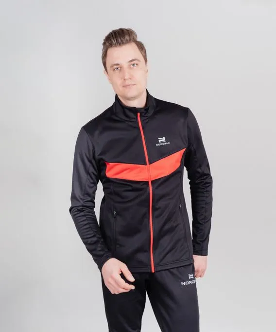 Куртка разминочная Nordski Base (2XL, 910 Черный/красный)